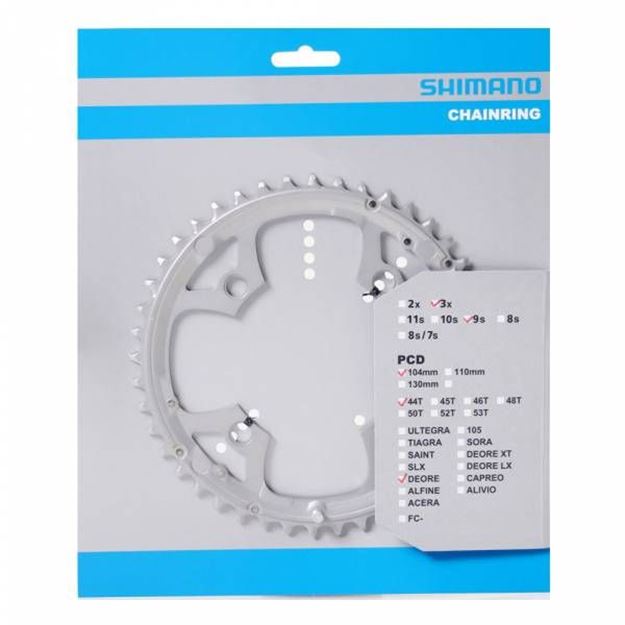 Picture of SHIMANO DEORE FCM510 44T SILVER OUTER 4 ARM CHAINRING